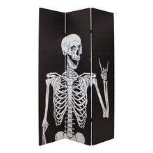 3 Panel Peace Skeleton Canvas Room Divider